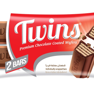 Twins 2 Bars Milk Chocolate coated Wafers with Hazelnut Cream