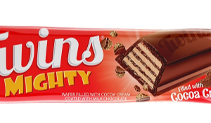 Twins Mighty Wafer filled with Cocoa Cream coated Milk Chocolate